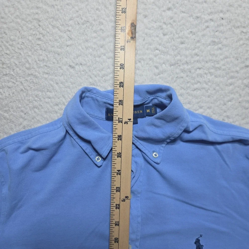 Polo Ralph Lauren Featherweight Mesh Cotton Button-Down Shirt Blue Medium